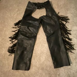 Fringe leather chaps size medium